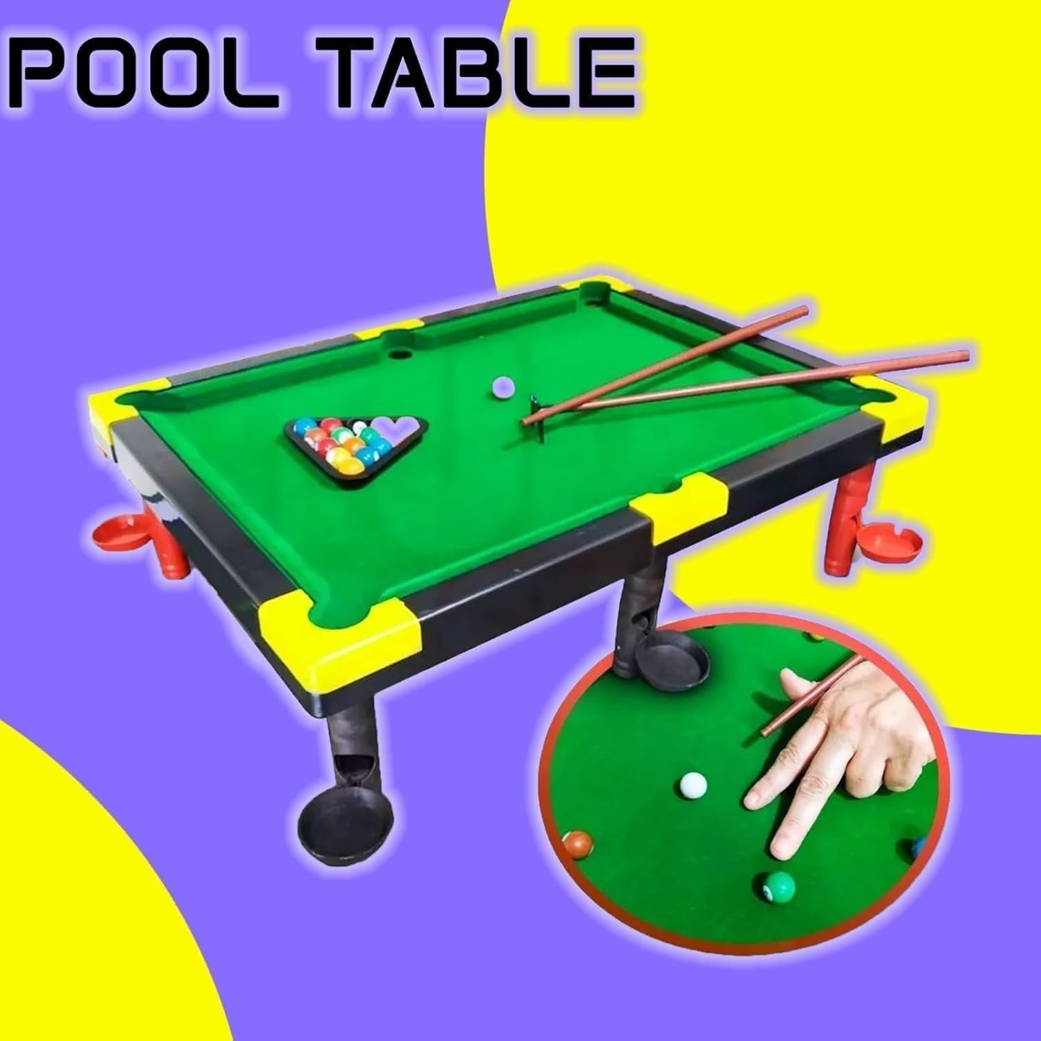 Kids Snooker Billiards Game Table Set Skill Building Compact Play Toy