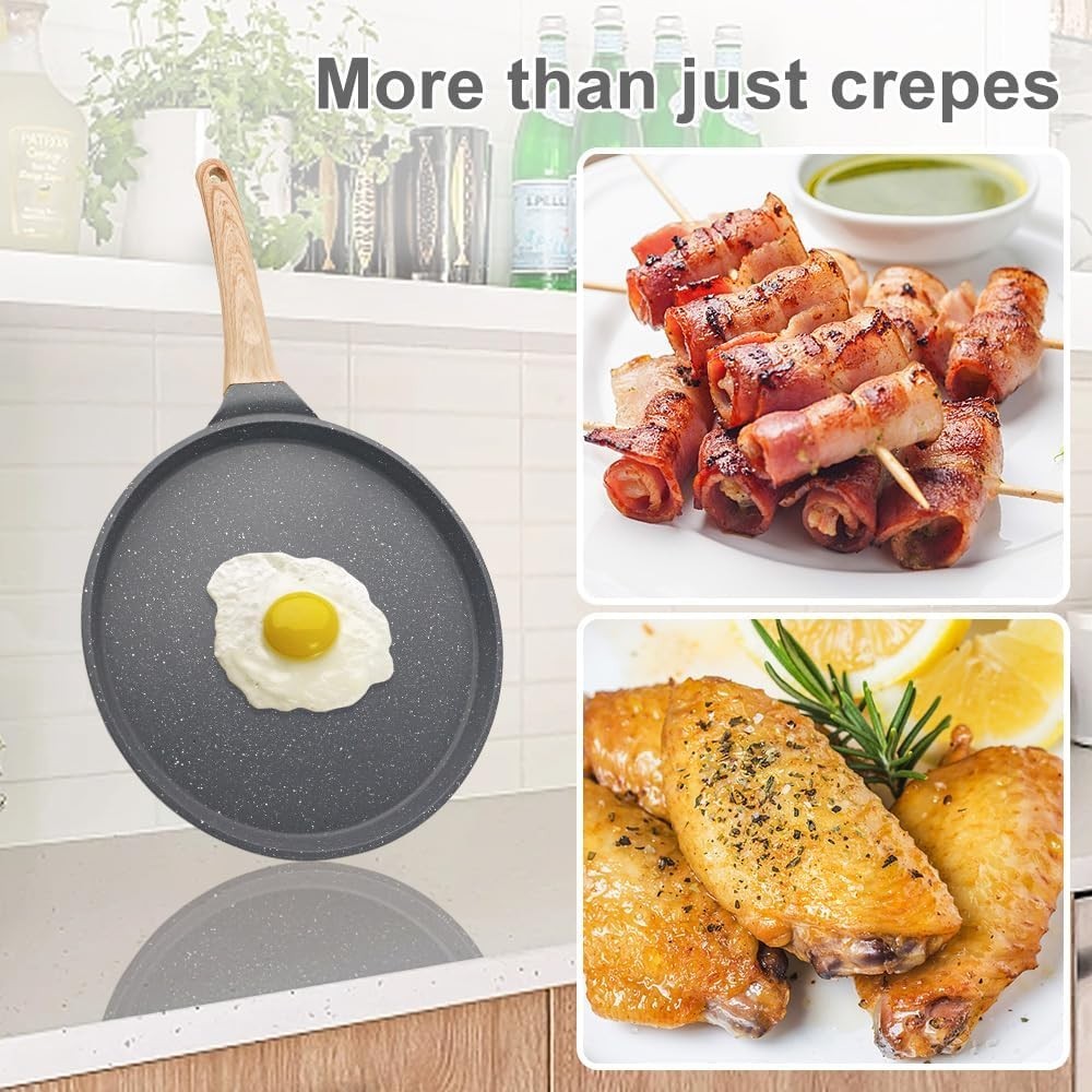Non Stick Crepe Pan 20cm Cast Aluminium Skillet Induction Compatible Black
