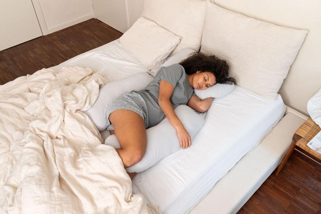 Pregnancy Pillow XXL Full Body Maternity Nursing Organic Cotton Grey