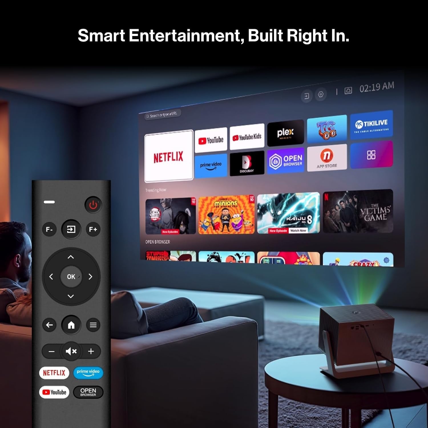 Netflix Smart Projector 1080P 4K Support 600 ISO WiFi Bluetooth 360°