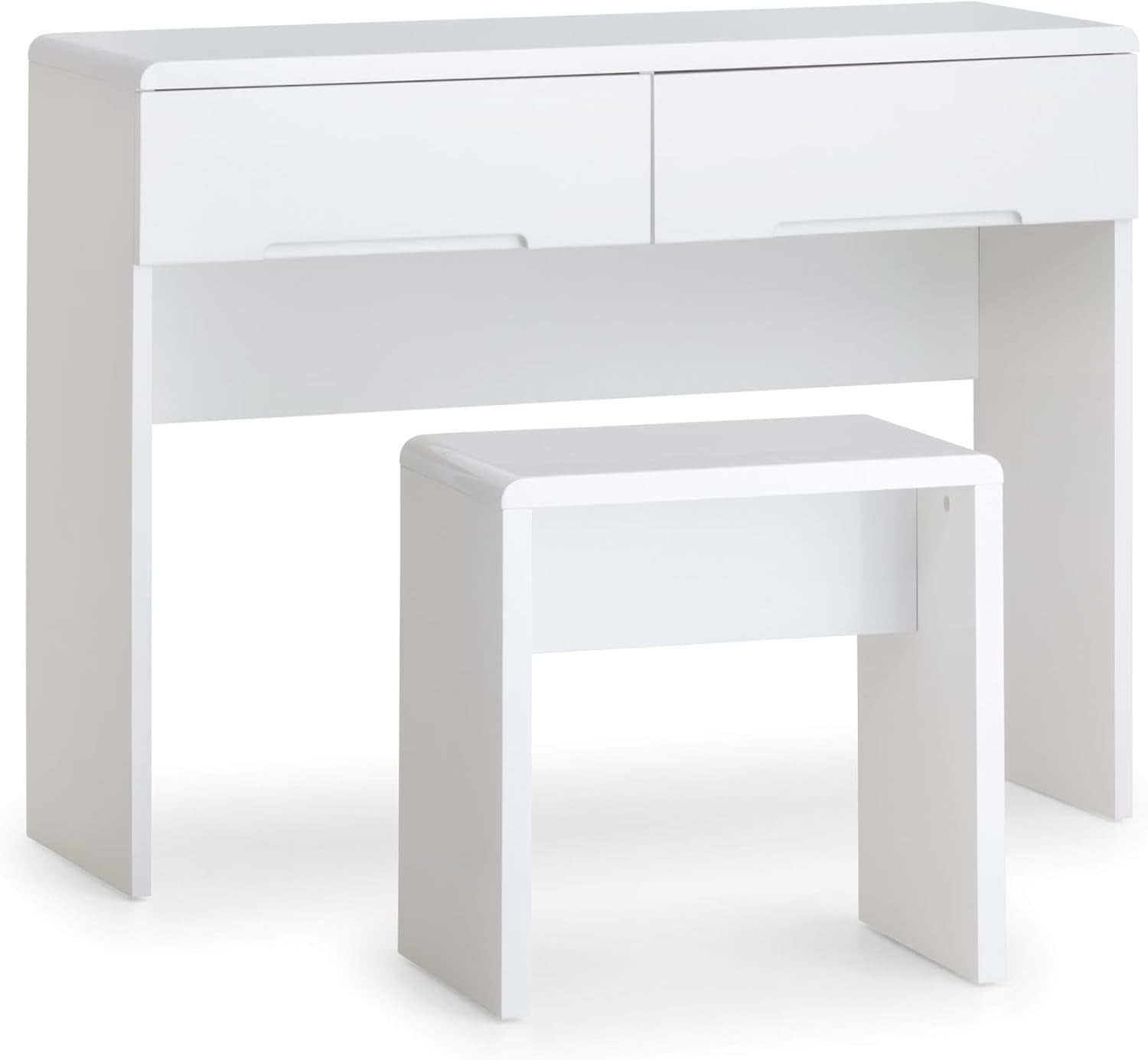 High Gloss White Modern Dressing Table 2 Drawer Minimalist Bedroom Vanity