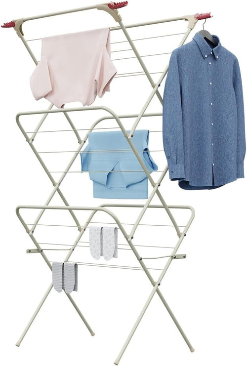 3 Tier Clothes Airer Folding Laundry Drying Rack with Wings Indoor Outdoor
