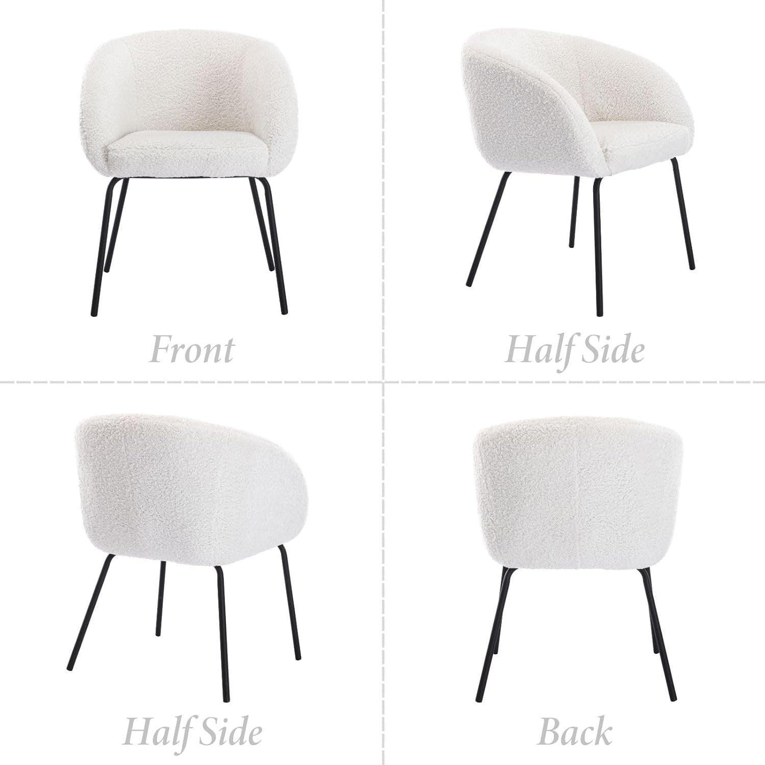 Faux Fur Tub Chair White Accent Armchair Metal Legs