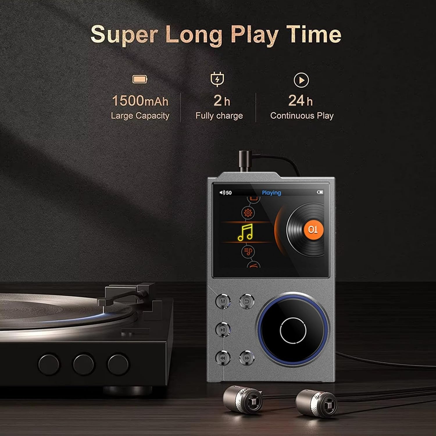 Bluetooth 5.3 MP3 Player HiFi 2.4" HD Screen Retro Scroll Wheel