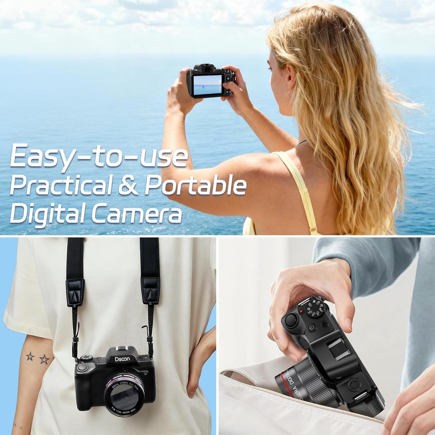 4K 64MP Digital Camera 18X Zoom Touch Screen Vlogging Camera Kit