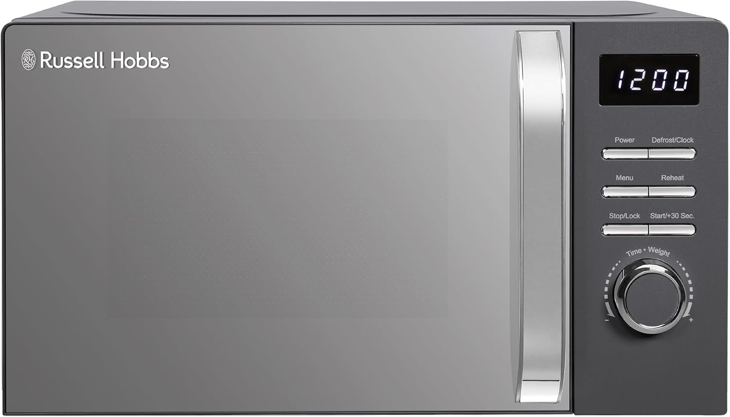 Grey 20L Digital Microwave 800W 5 Power Levels Auto Menus