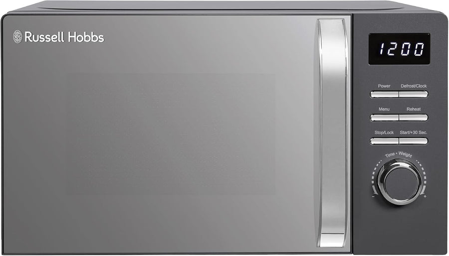 Grey 20L Digital Microwave 800W 5 Power Levels Auto Menus