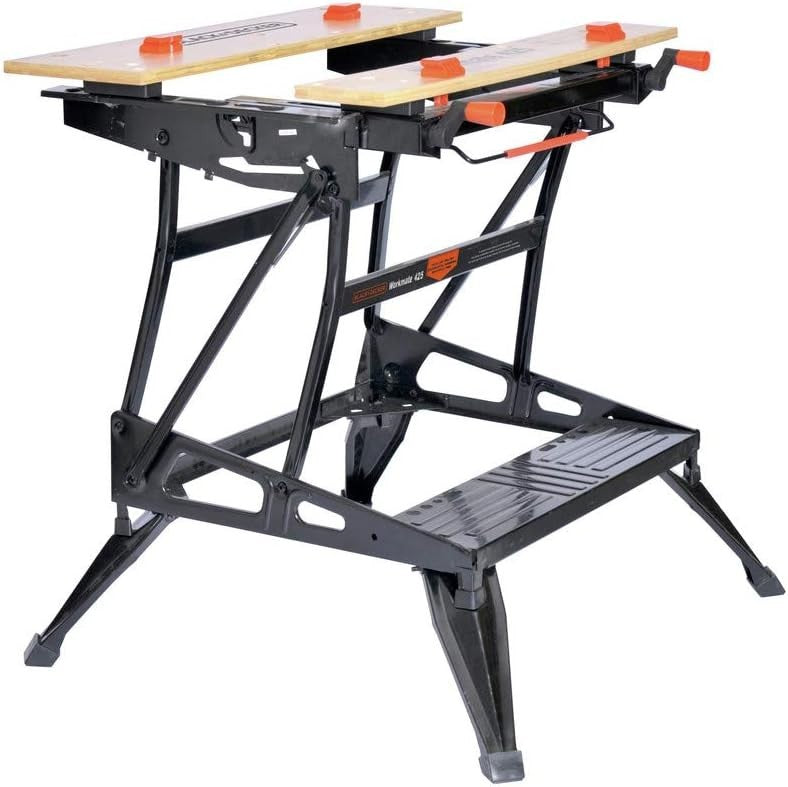 Heavy Duty Folding Workbench 550lb Capacity with One-Hand Clamp & Vertical Jaw