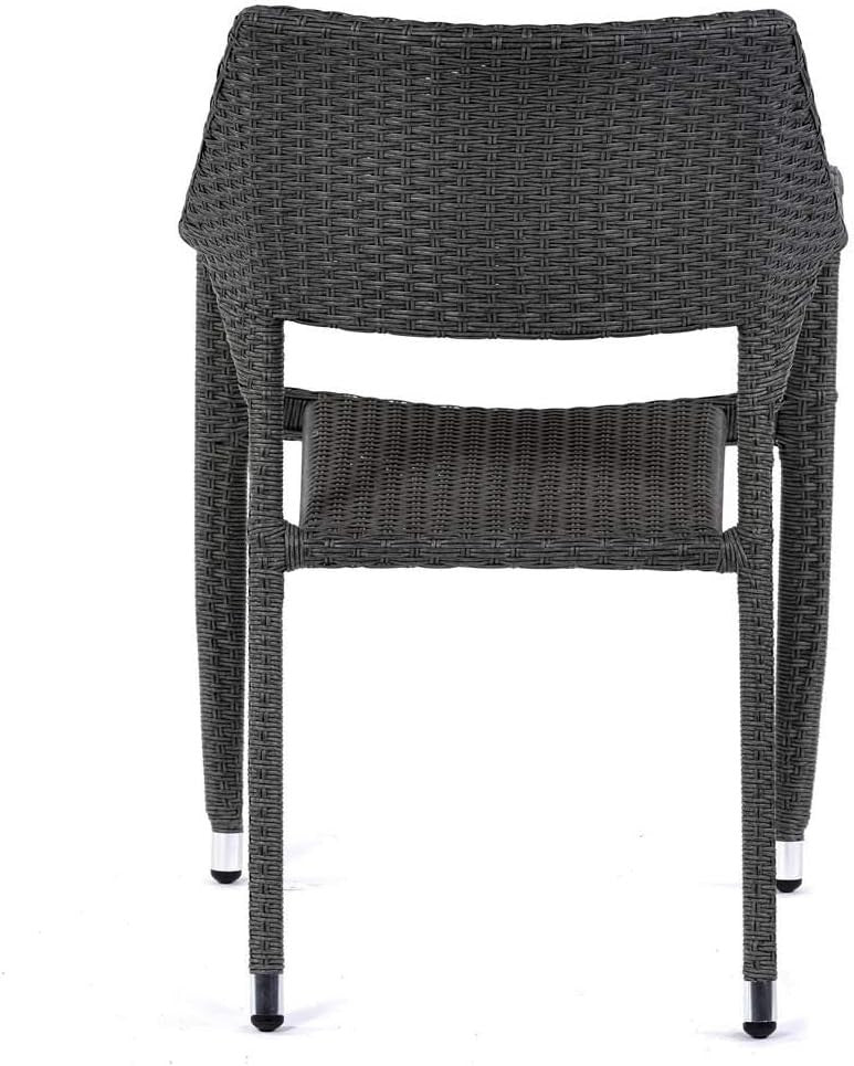Rattan Garden Armchair Light Grey Cushion Stackable Patio Outdoor Chair