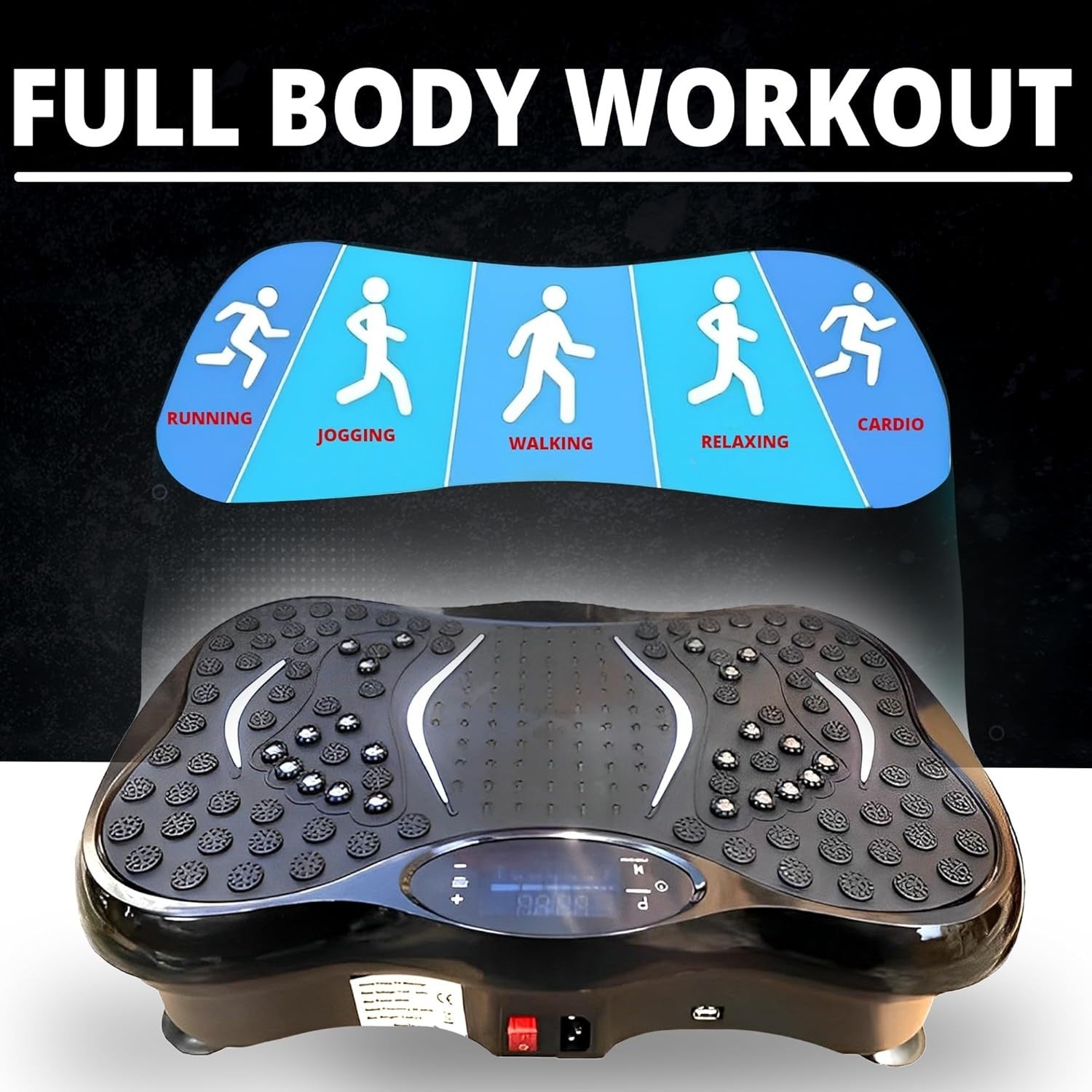 Black Vibration Plate Exercise Machine Full Body Workout 99 Levels