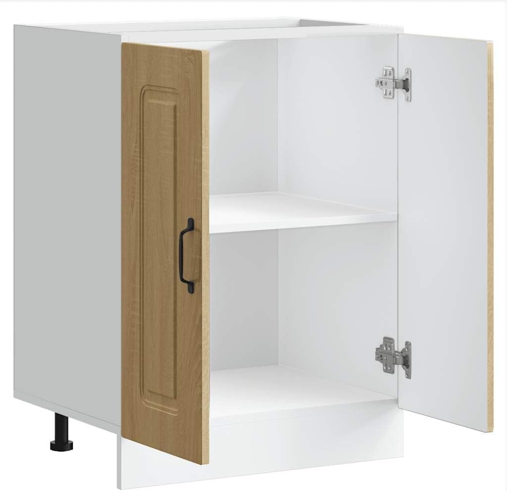 Brown Oak Bathroom Vanity Cabinet 60cm Under Sink Storage Unit with Double Doors