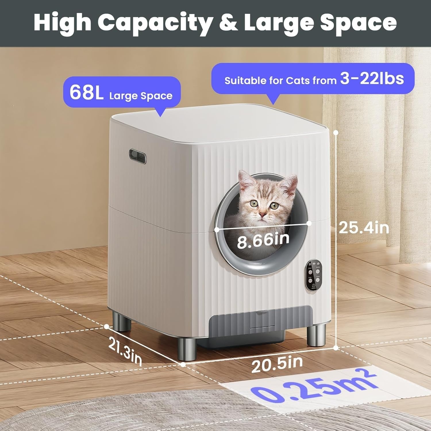 Self Cleaning Cat Litter Box APP Video Monitor Auto Door Odor Control