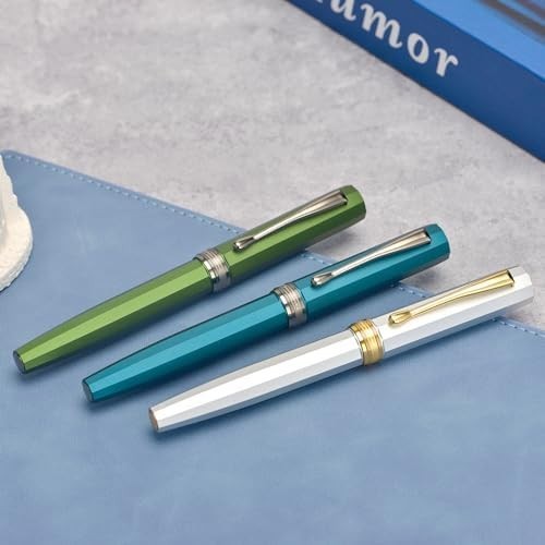 Luxury Metal Fountain Pen Extra Fine Black Nib Green Gift Case Set