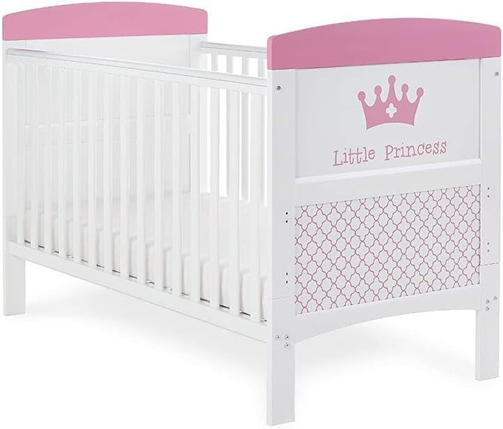 Convertible Cot Bed with Adjustable Height Toddler Bed 140x70cm White Pink