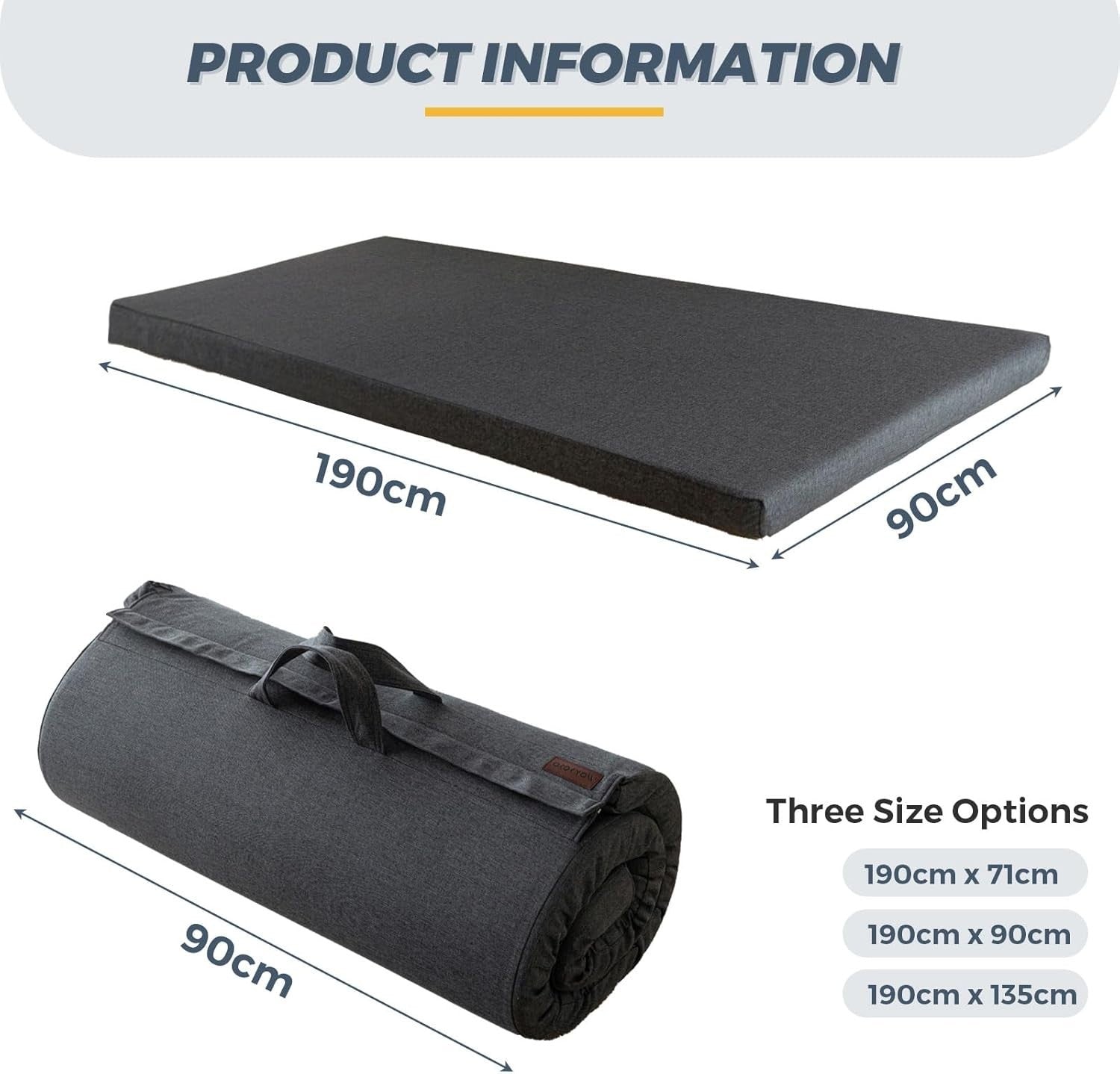 Luxury Foldable Futon Mattress 90x190cm Foam Camping Floor Bed Roll