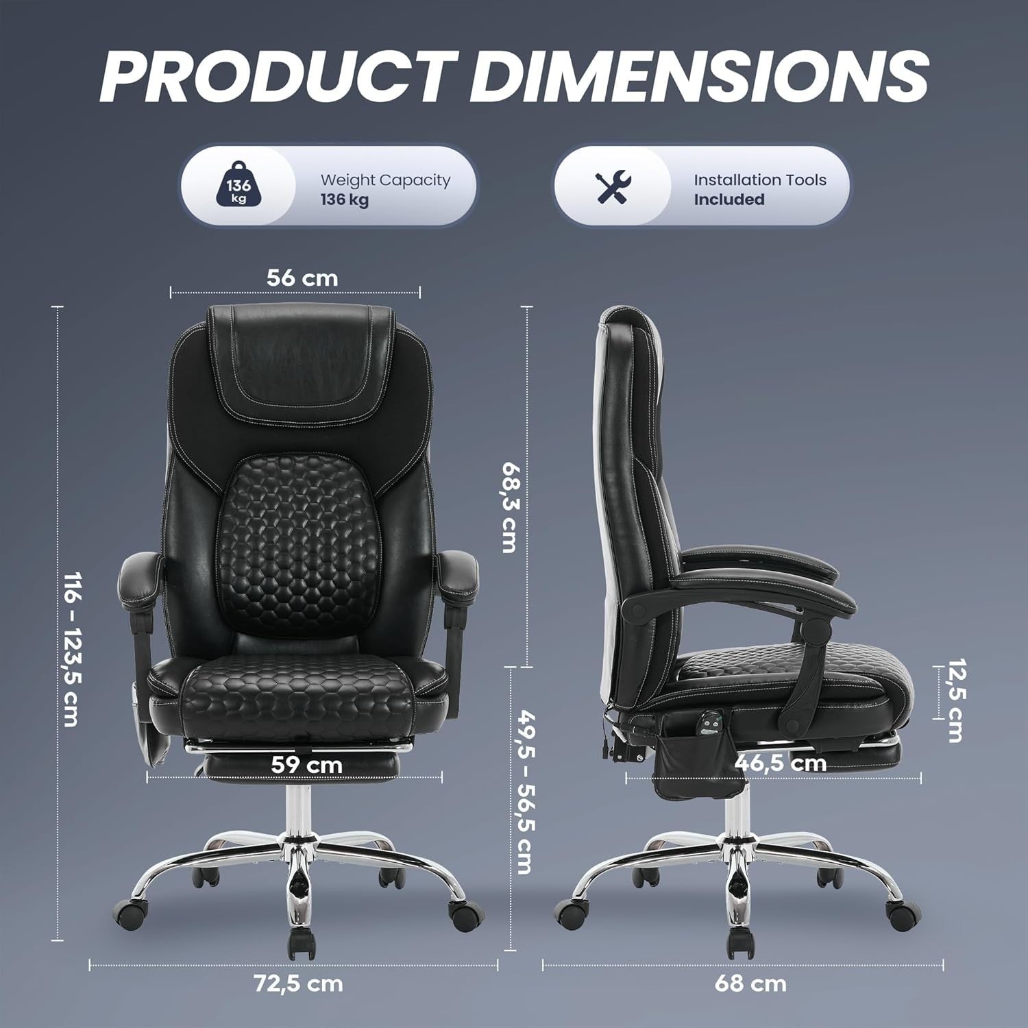 Massage Office Chair w/ Footrest Heated Lumbar Support Ergonomic Recliner