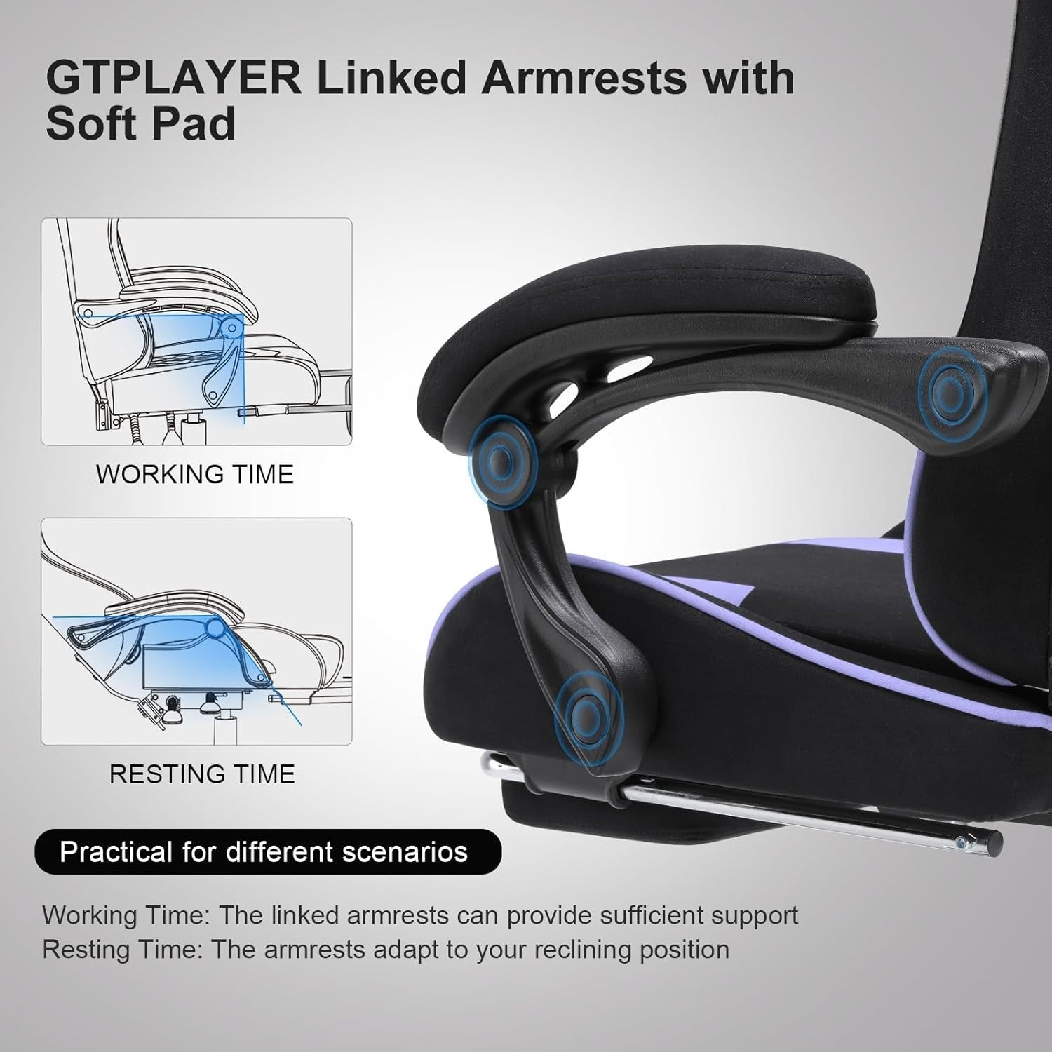 Ergonomic Gaming Chair Fabric Reclining Office Desk Swivel w/ Footrest Massage