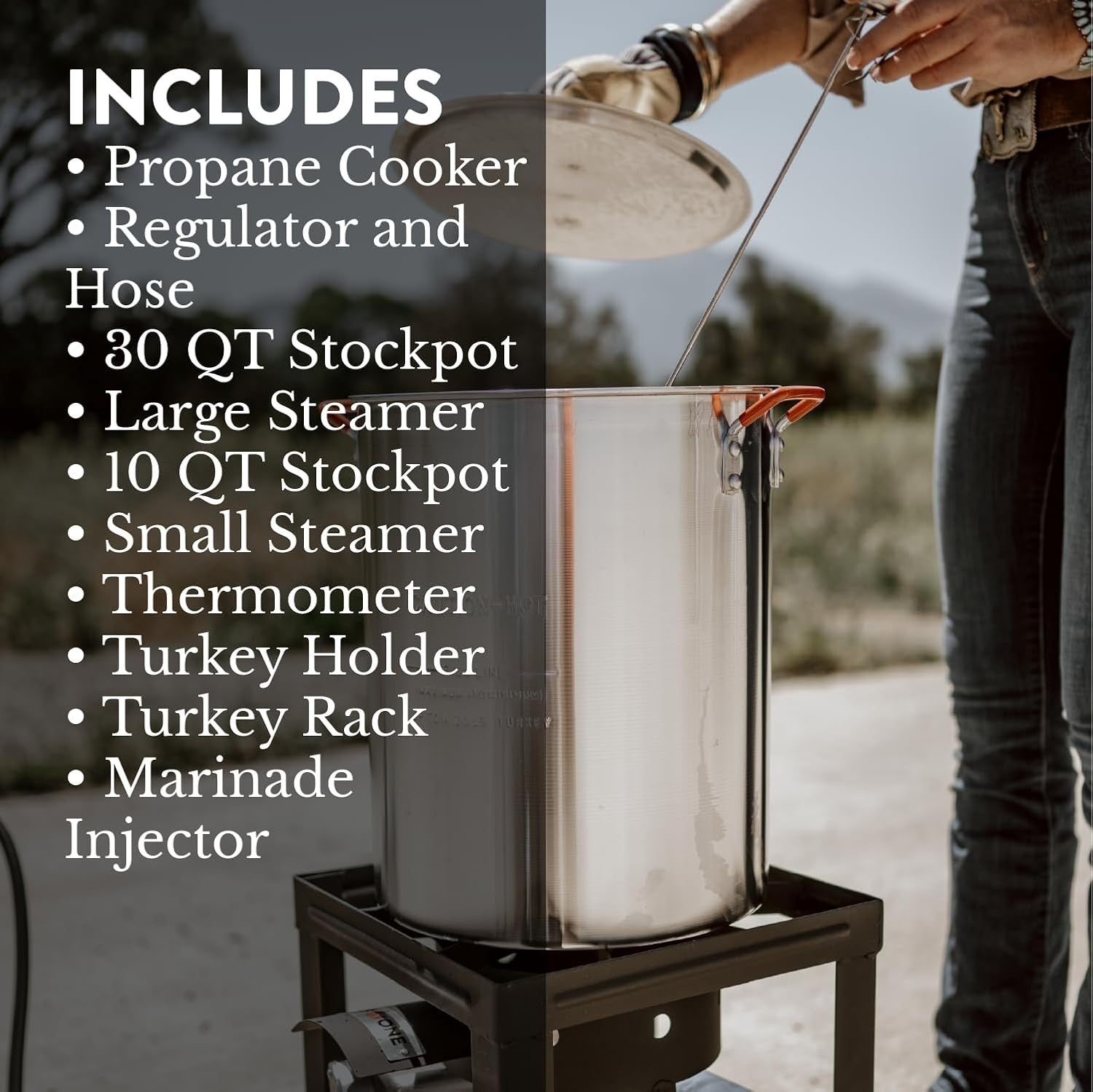 30QT Turkey Fryer & 10QT Fish Fryer Outdoor Propane Cooker Set