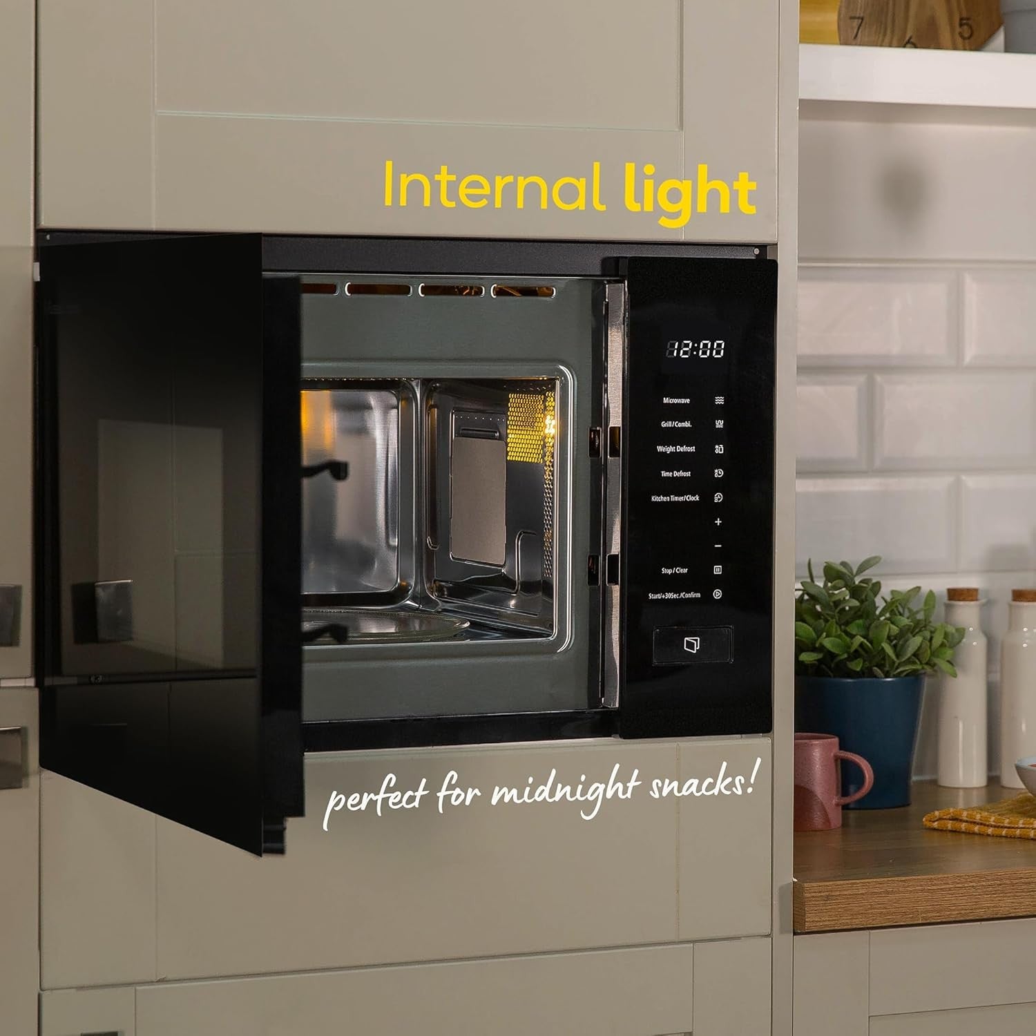 20L Touch Control Built-In Digital Microwave with Grill 8 Auto Menus Black