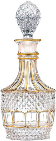Luxury Crystal Whiskey Decanter 750ml – Hand-Painted Gold Design Home Bar Gift