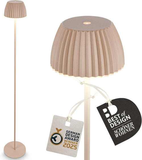 Rechargeable LED Floor Lamp Beige Touch Dimmable Wireless Battery Light