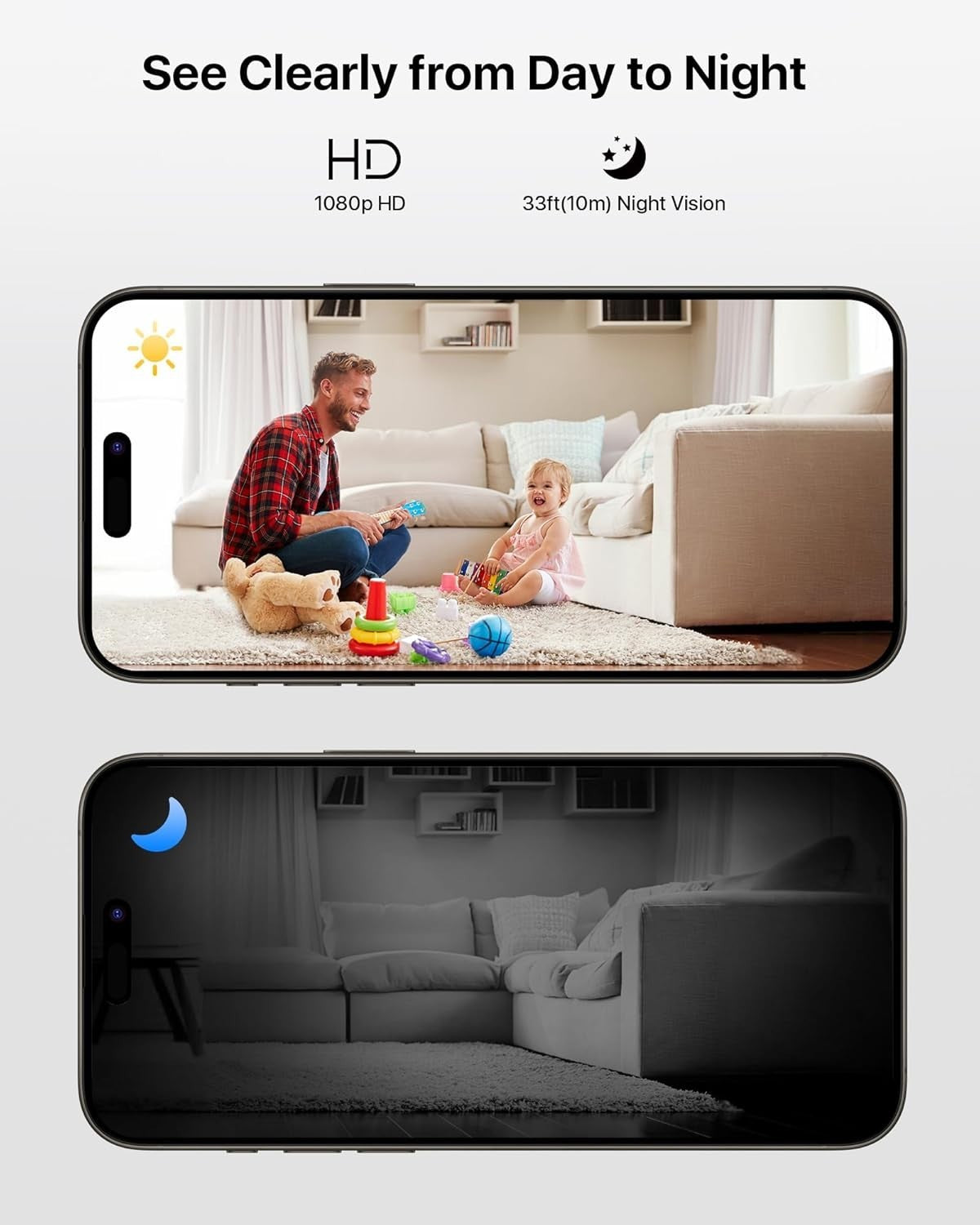 1080P WiFi Indoor Security Camera 2 Pack Baby Monitor Pet Camera Alexa