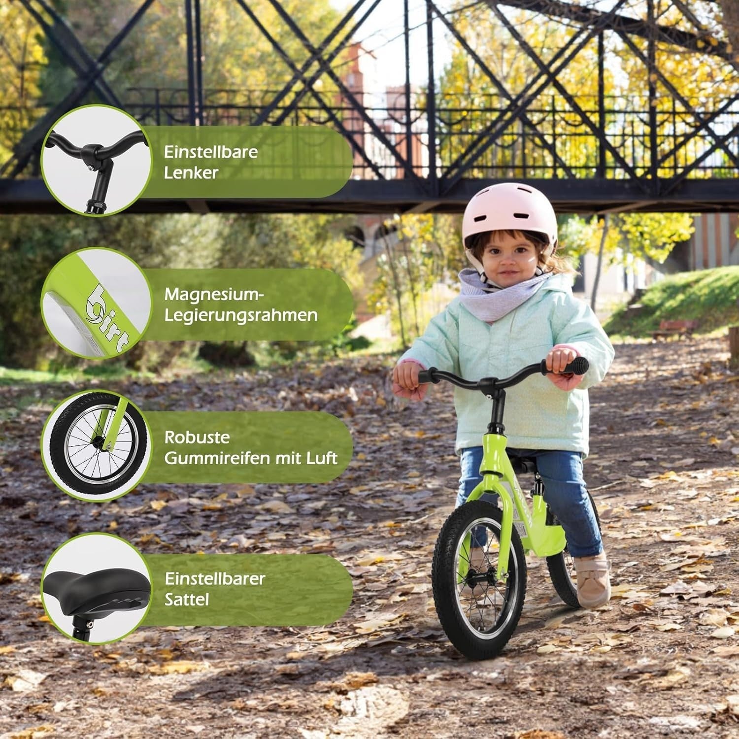 14 Inch Balance Bike Kids No Pedal Bicycle Air Tires Age 3-6 Years