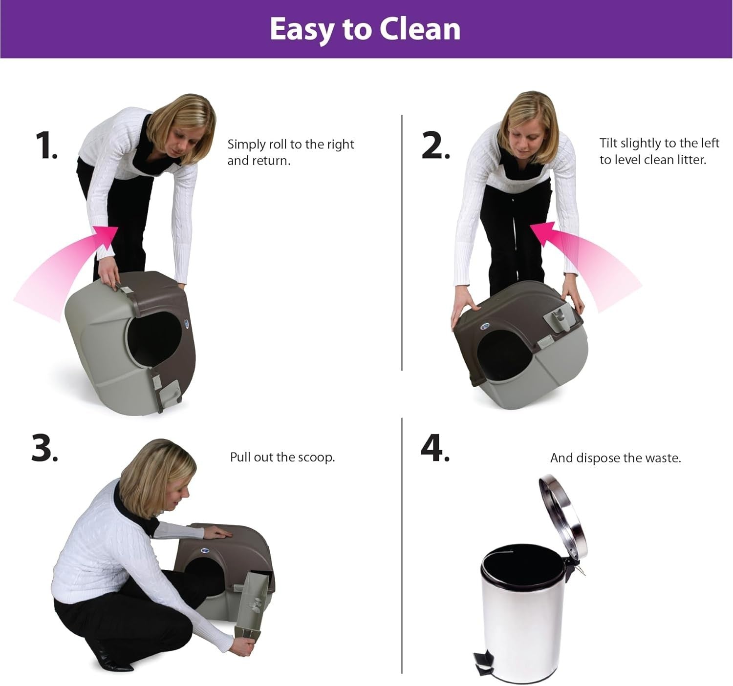 Self Cleaning Cat Litter Box Large Roll n Clean No Scoop Waste Tray