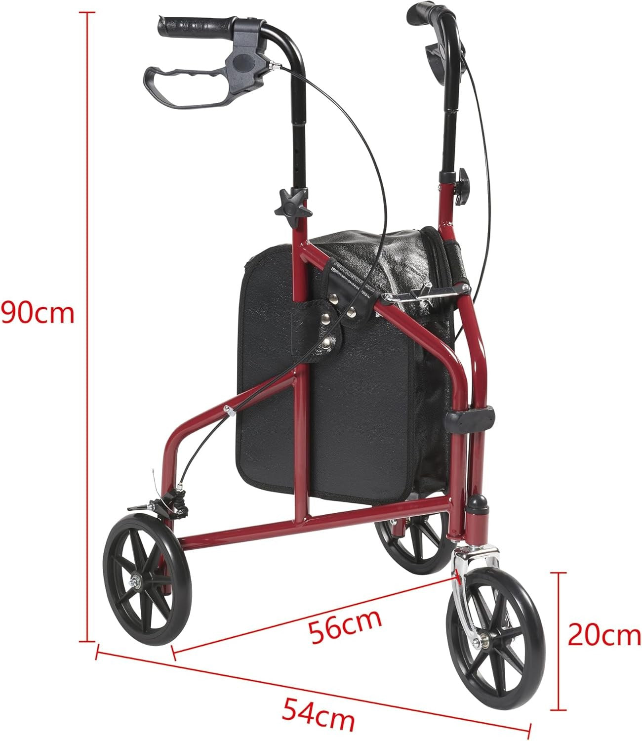 3 Wheel Lightweight Rollator Walker Folding Adjustable Brakes Mobility Aid