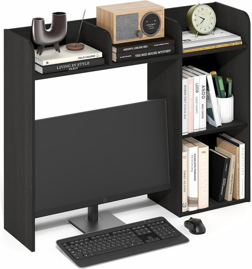 94cm Desk Hutch Shelf 5-Tier Desktop Organizer with Monitor Space Espresso