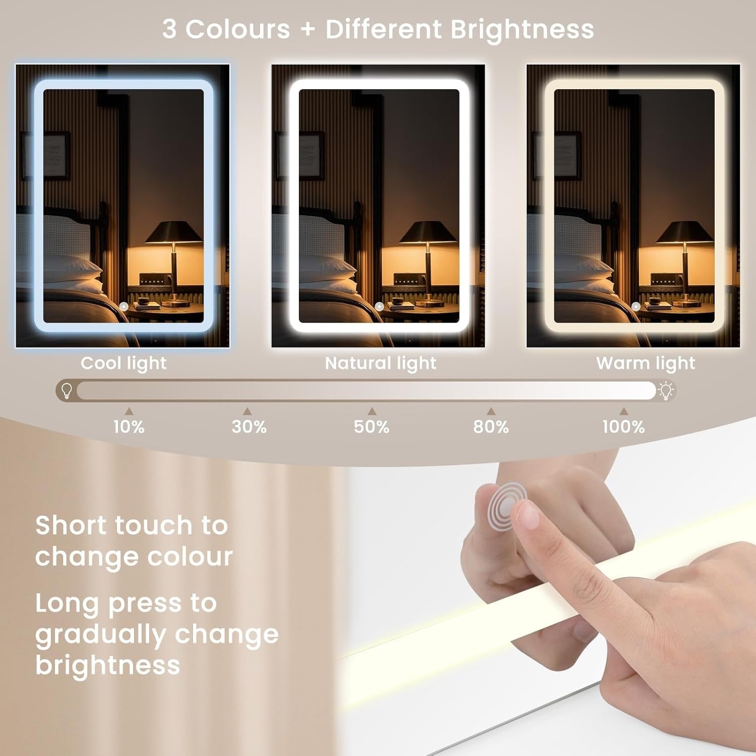 White Vanity Dressing Table Set LED Mirror Glass Top Charging Station 5 Drawers