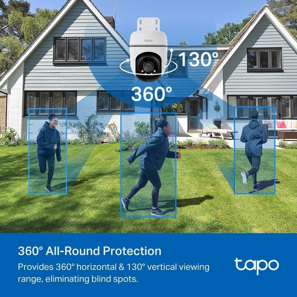 1080P Outdoor Security Camera 360° PTZ WiFi Color Night Vision AI