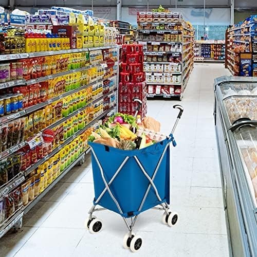 Large 90L Folding Shopping Trolley 8 Wheel Push Cart Waterproof Bag