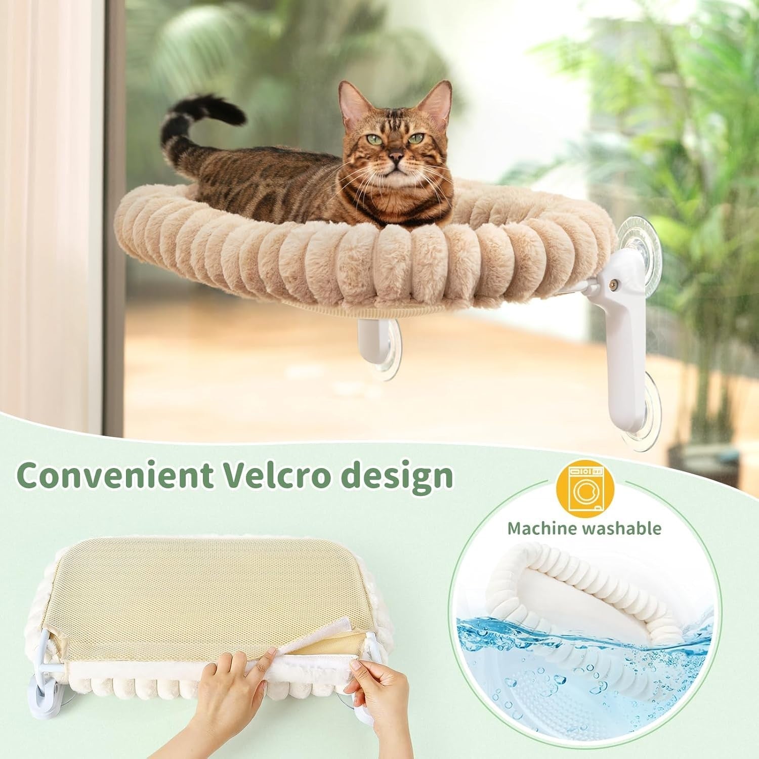 Foldable Cat Window Perch Hammock Suction Cup Seat Plush Cushion