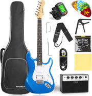 39" Electric Guitar Starter Kit HSS Pickups 10W Amp Blue