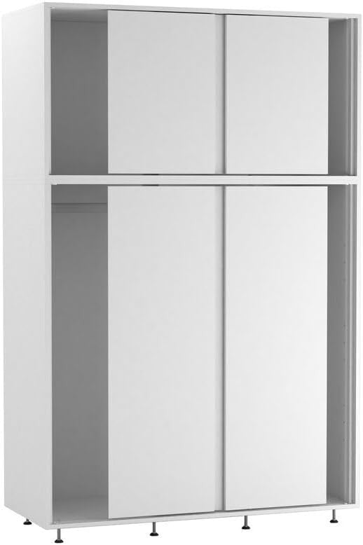 6-Door Sliding Wardrobe White Doors | Modern Spacious Bedroom Closet