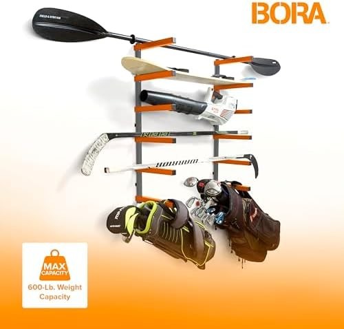 6-Level Wall-Mount Lumber Rack 106x10x7.6cm Heavy-Duty Steel Orange
