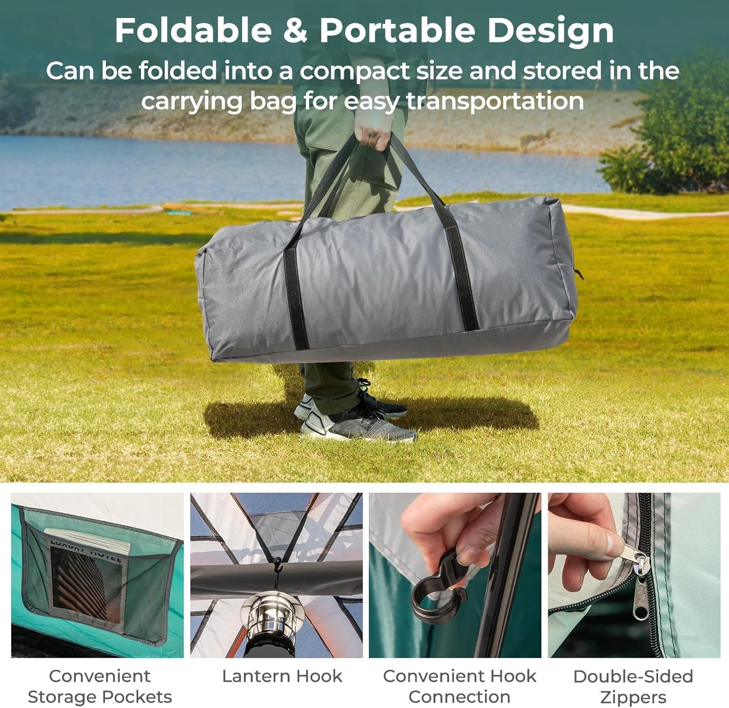 4-6 Person Family Camping Tent Waterproof 2-Room Rainfly Mesh