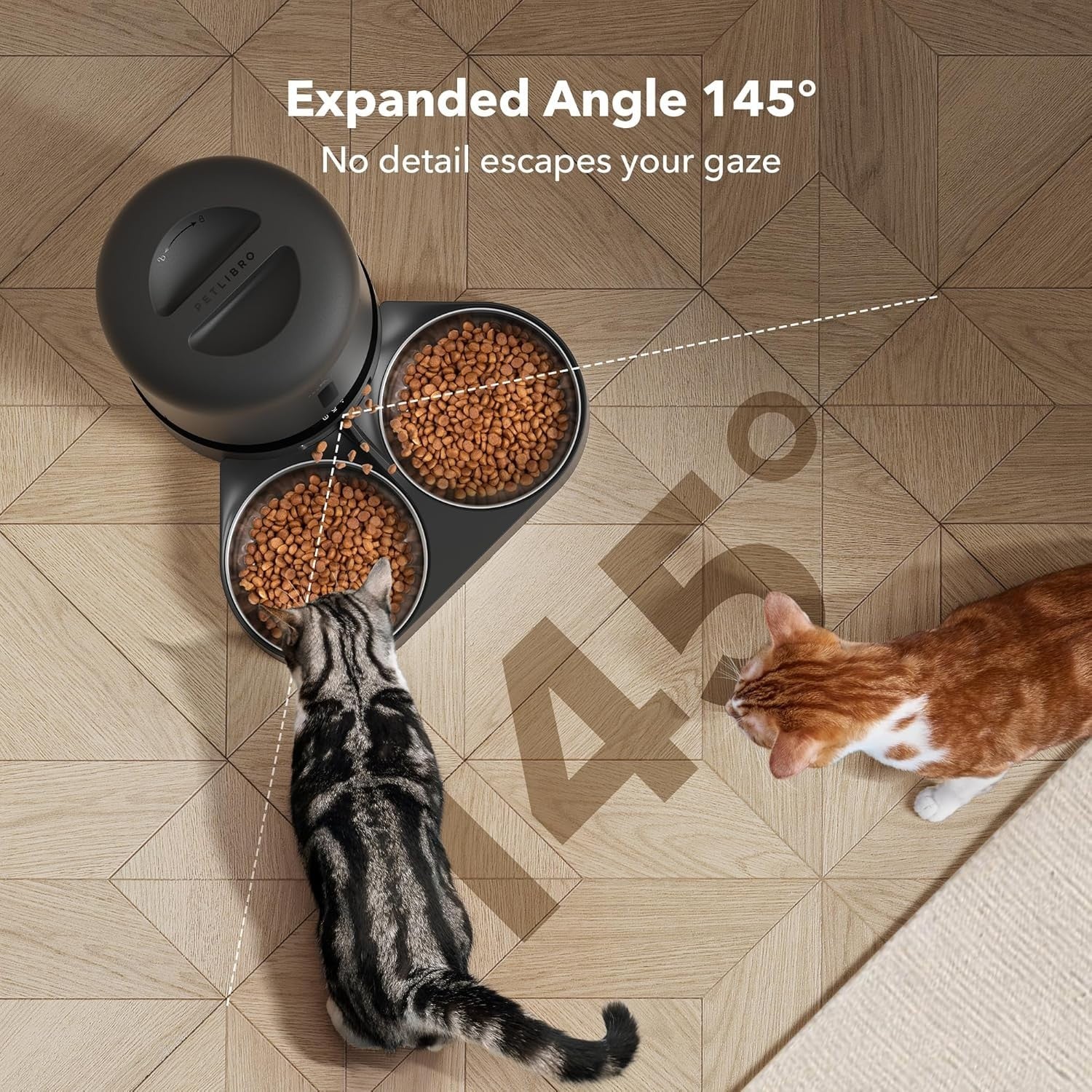 Smart Pet Feeder with Camera WiFi App Control Dual Bowl 1080P HD