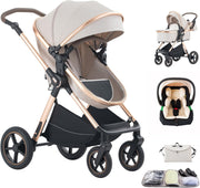3-in-1 Baby Stroller Travel System Foldable Pushchair Aluminium Frame