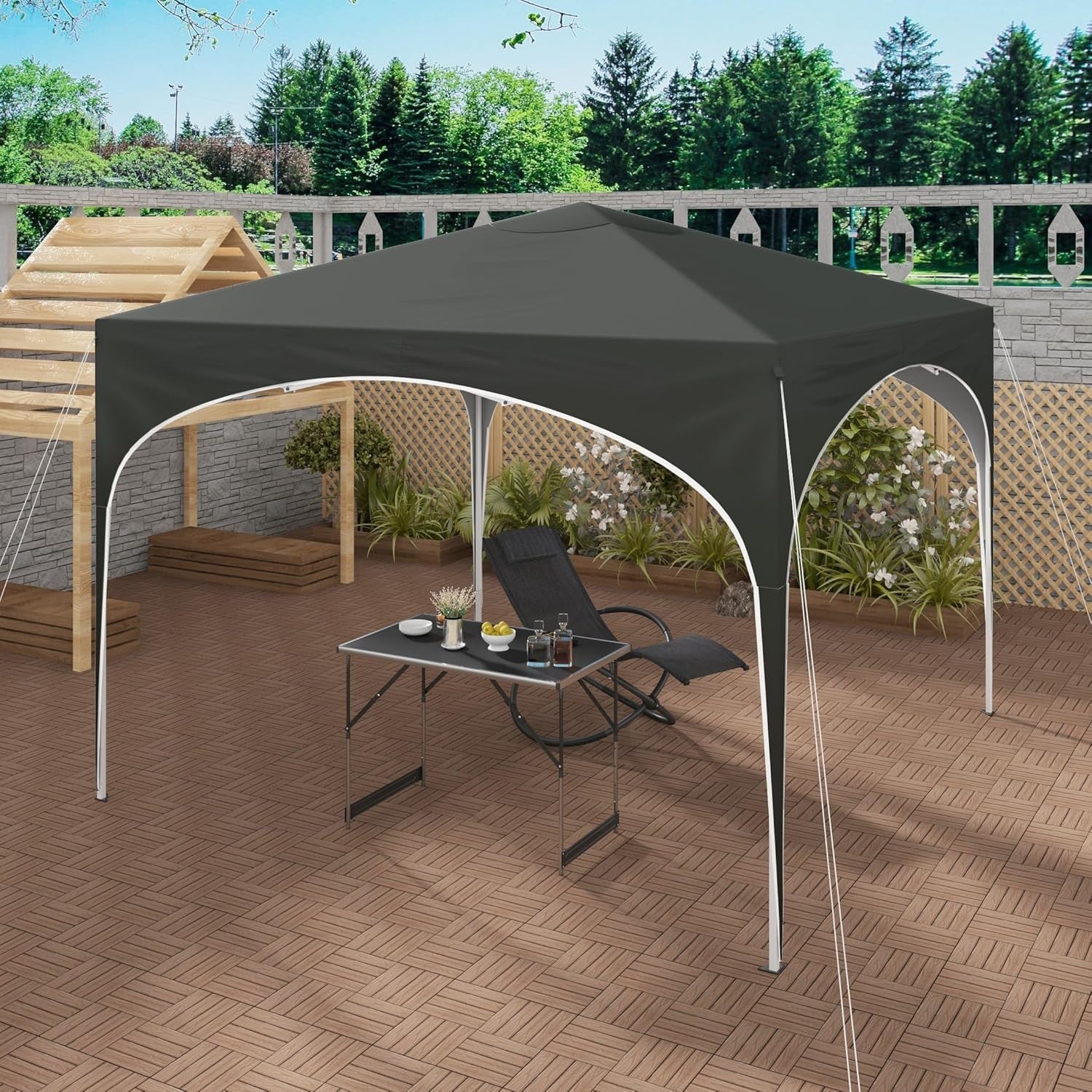 3x3M Pop-Up Gazebo Folding Event Tent Waterproof UV-Protected Grey