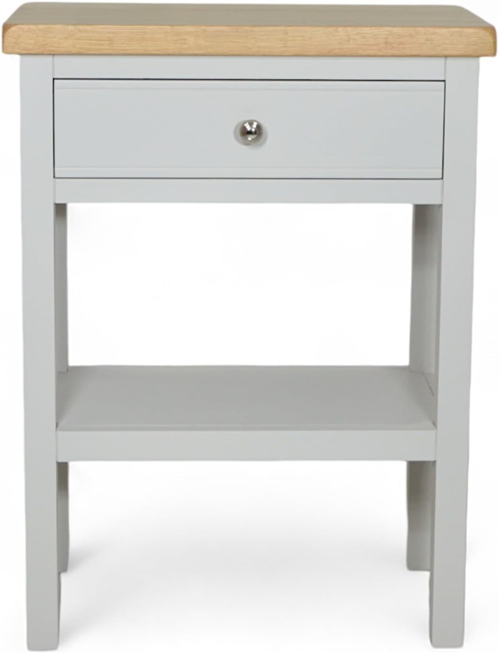 Wide Grey Console Table with Drawer Oak Top Hallway Side Table Storage
