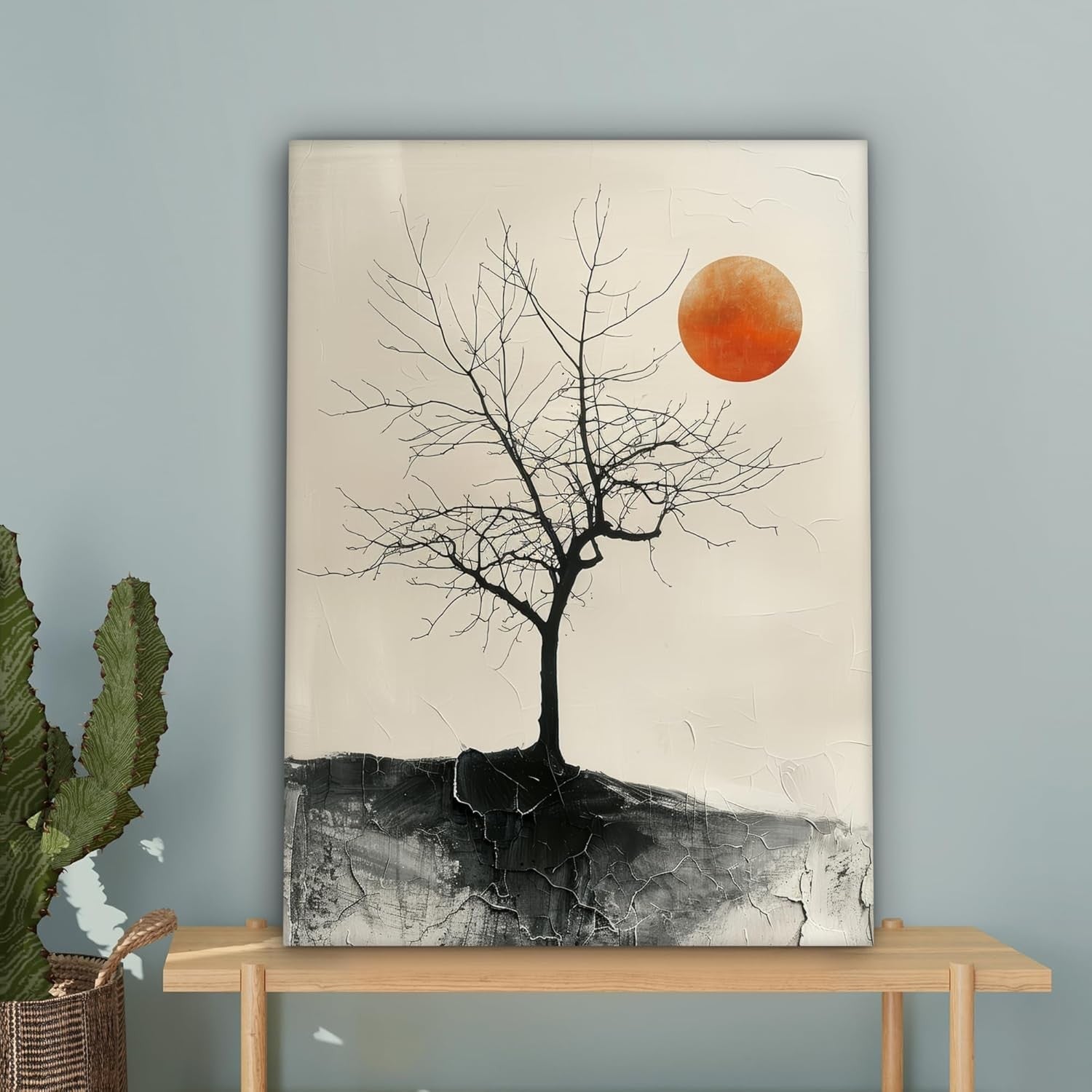Tree Moon Canvas Wall Art 50x70cm Framed Modern Nature