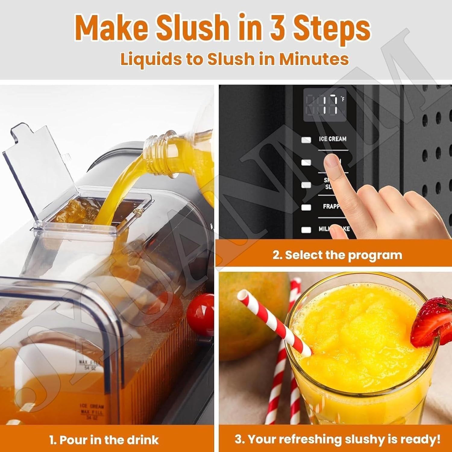 Slushie Machine No Ice Frozen Drink Maker 2.5L Auto Clean 6 Presets