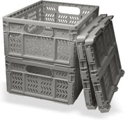 4 Pack 20L Foldable Storage Crates Stackable PP Boxes Grey