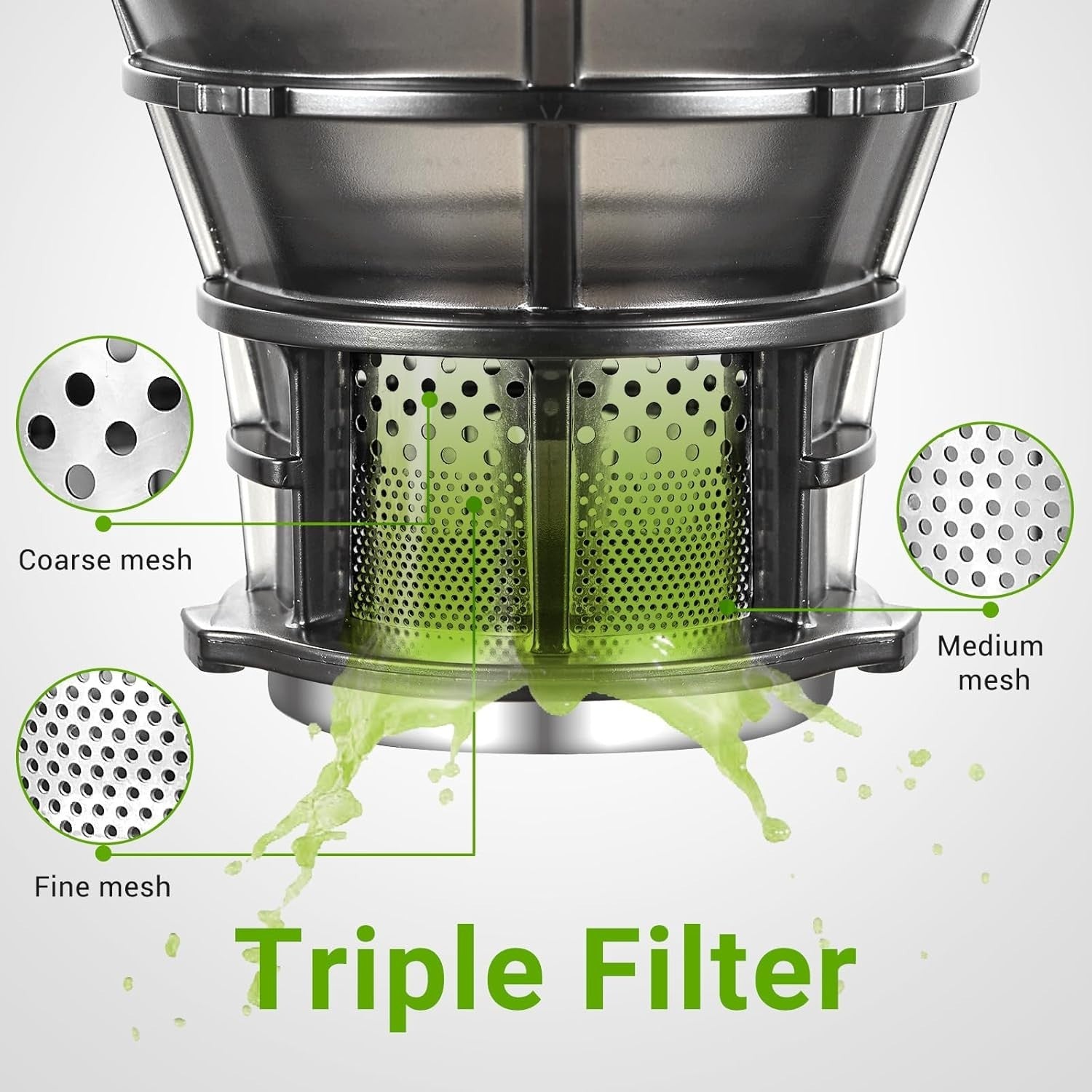 Cold Press Juicer Wide Feed Chute Slow Masticating 2 Speed High Yield