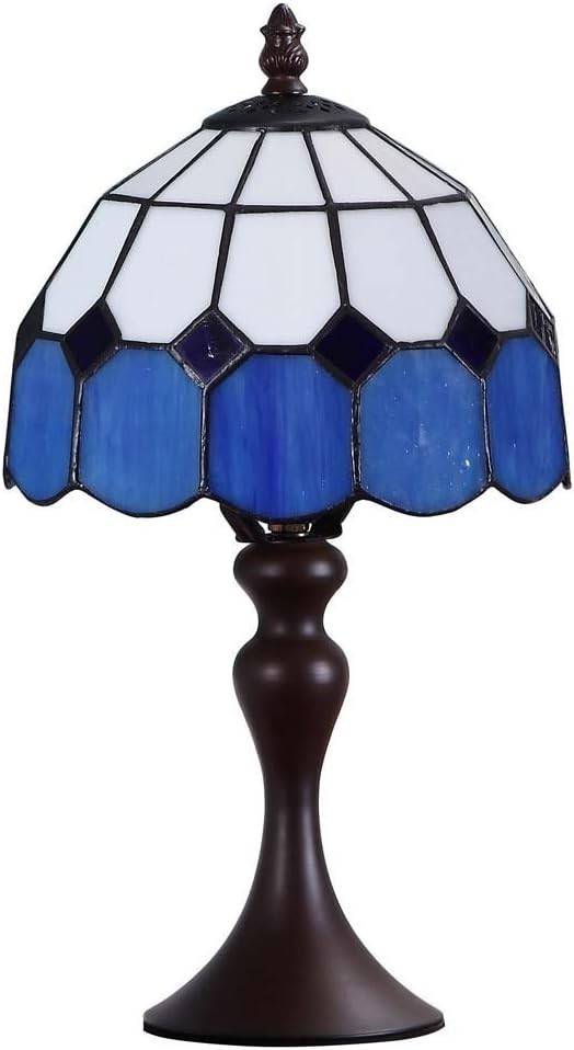 Stained Glass Table Lamp 8in Shade 15in Tall Bedside Accent Light E27
