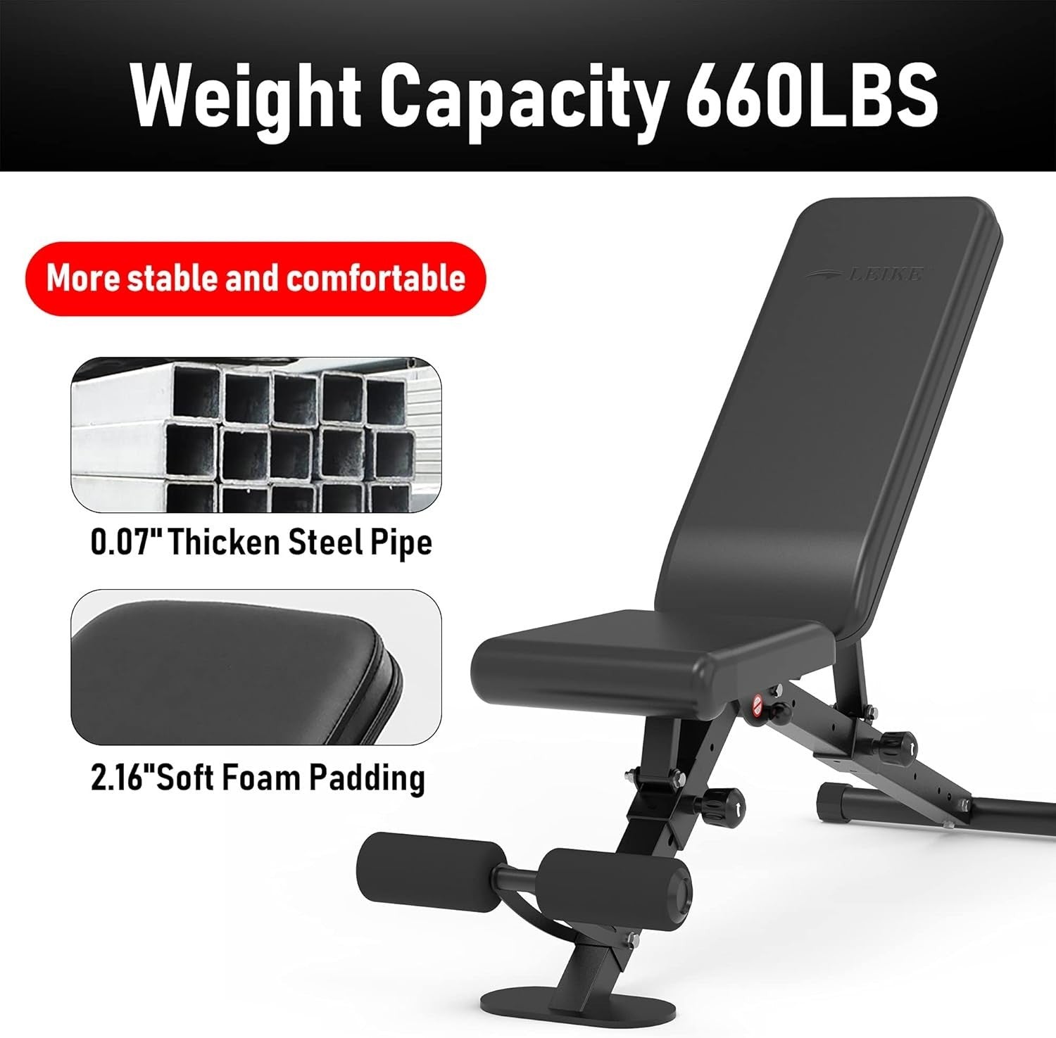 Auto-Lock Folding Workout Bench 660lb Multi-Angle Home Training