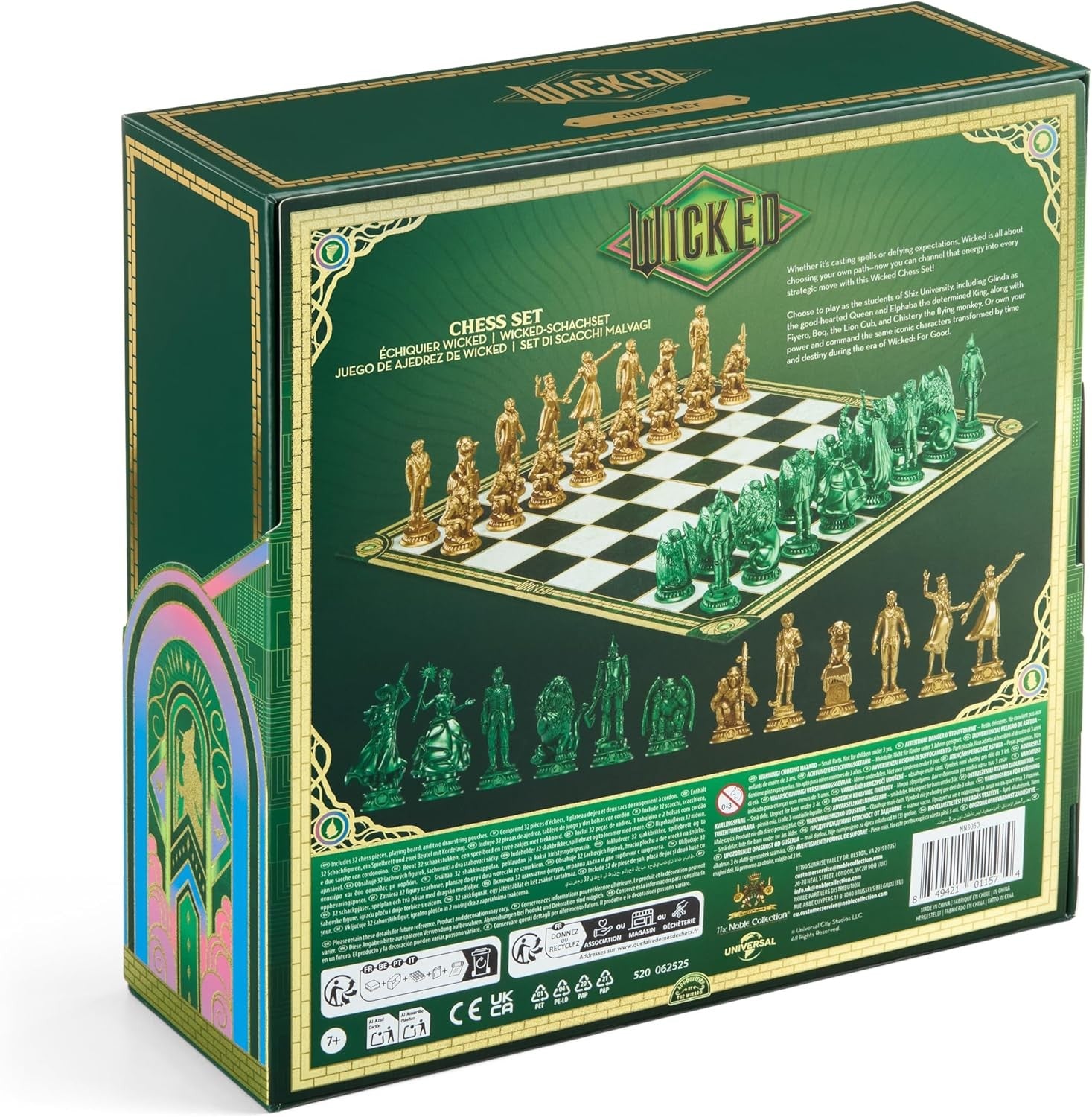 Luxury Wicked Chess Set Emerald & Gold Pieces – Display Board | Collector Gift
