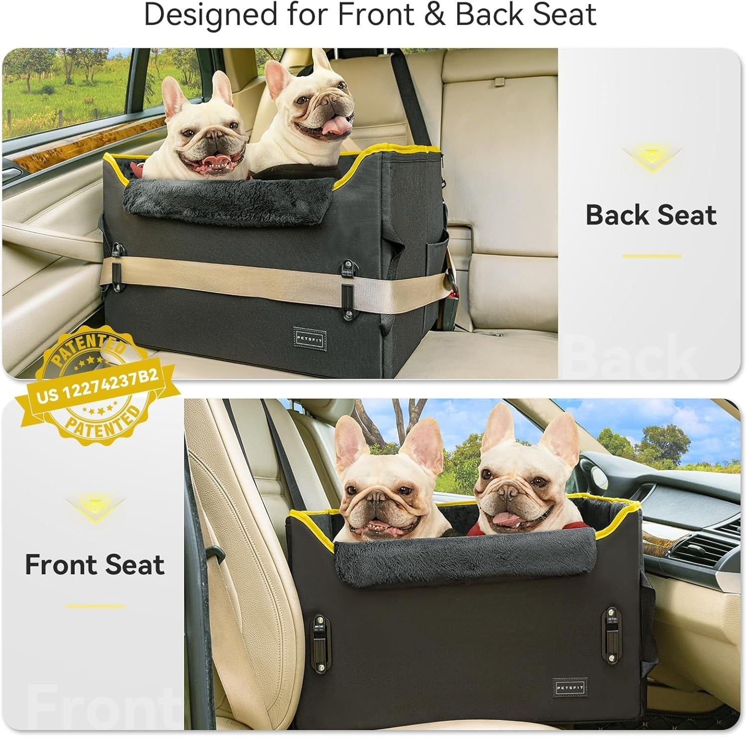 Dog Booster Car Seat Adjustable Height Waterproof Travel Bed 25lb